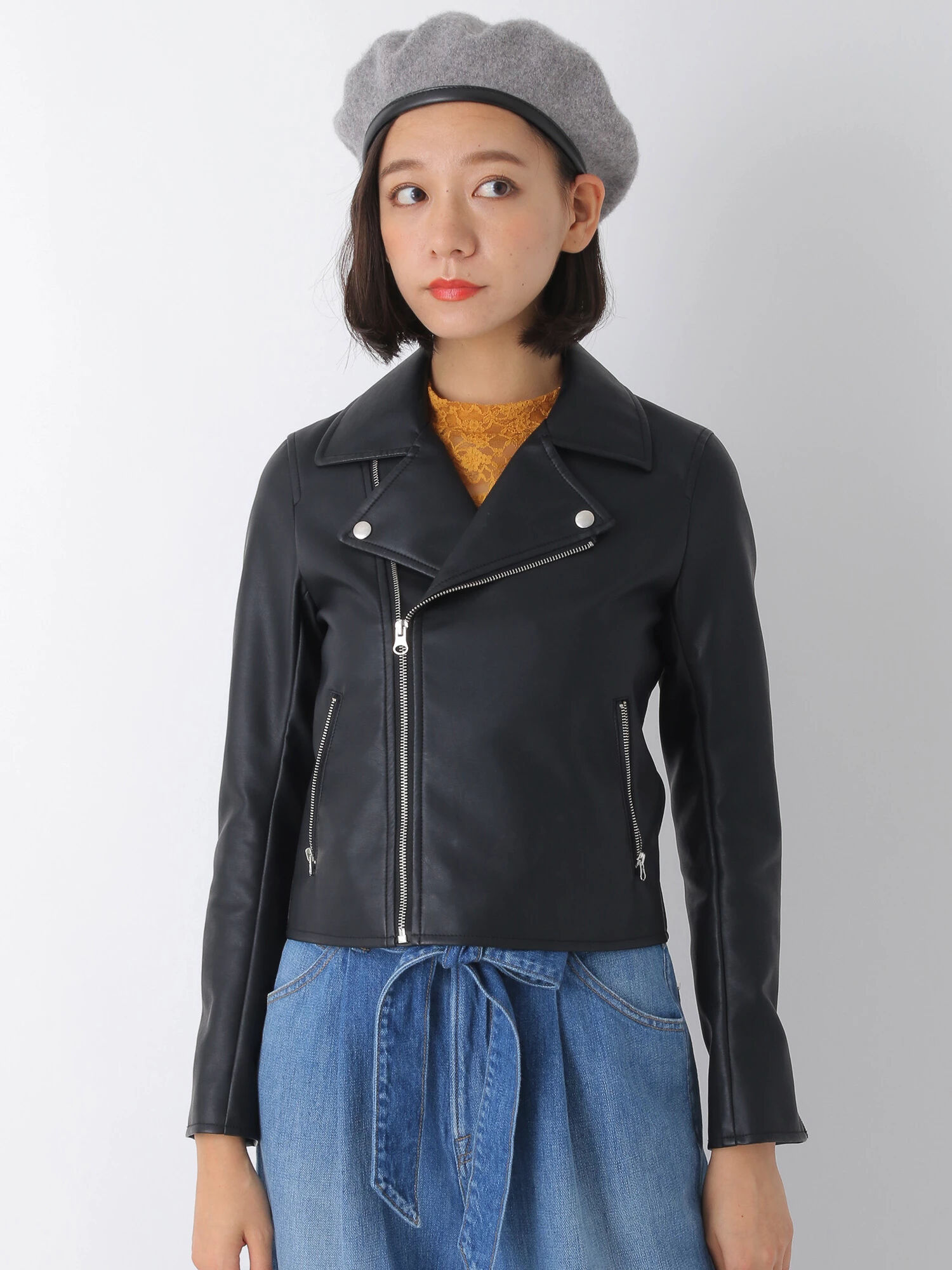 フェイクレザーライダースジャケット も定額で借りホーダイのファッションレンタルアプリmechakari